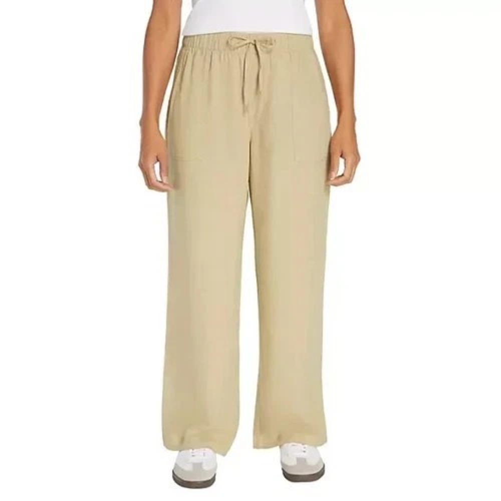 Gap‎ NEW Womens Linen Pants Size XXL Khaki Beige Wide Leg Pull On Pockets